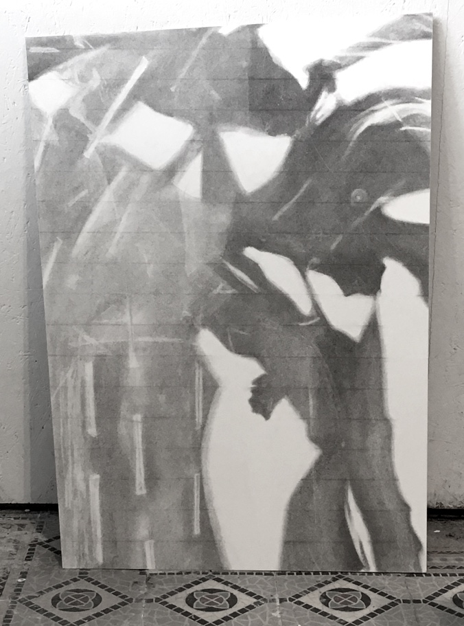 image of a charcoal shadow - 63x48cm - charcoal on paper - 2019