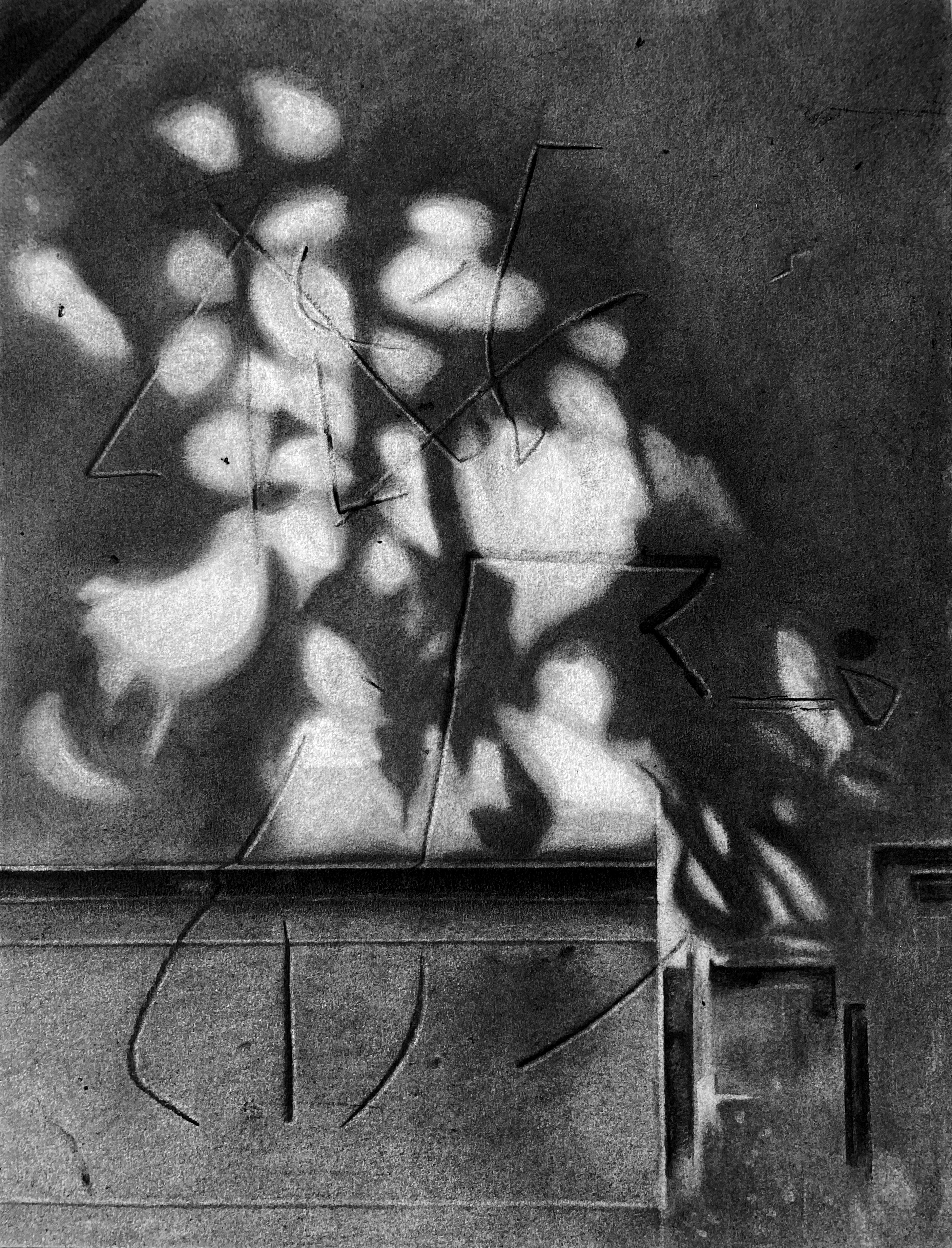 this is then - 50x30 cm - charcoal on paper - 2023